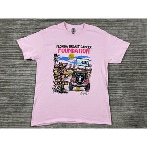 Florida Breast Cancer Foundation Shirt Large Pink 30 Years Short Sleeve Casual‎